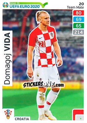 Sticker Domagoj Vida - Road to UEFA Euro 2020. Adrenalyn XL n. 20 - Panini
