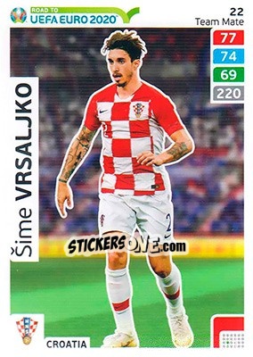 Sticker Šime Vrsaljko - Road to UEFA Euro 2020. Adrenalyn XL n. 22 - Panini