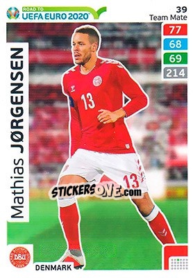 Sticker Mathias Jørgensen - Road to UEFA Euro 2020. Adrenalyn XL n. 39 - Panini
