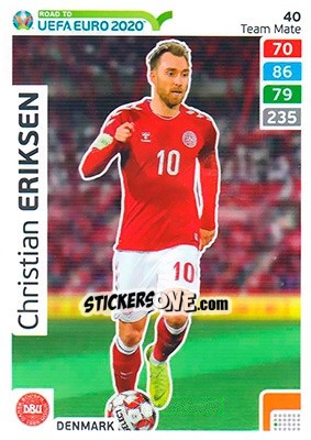 Sticker Christian Eriksen - Road to UEFA Euro 2020. Adrenalyn XL n. 40 - Panini