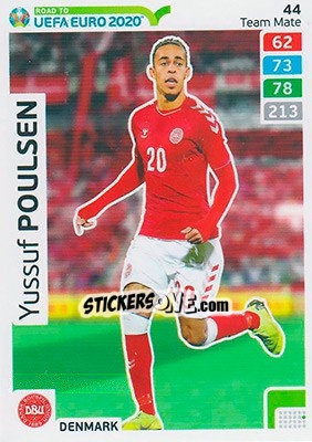 Sticker Yussuf Poulsen - Road to UEFA Euro 2020. Adrenalyn XL n. 44 - Panini