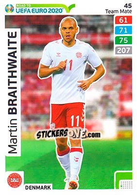 Sticker Martin Braithwaite - Road to UEFA Euro 2020. Adrenalyn XL n. 45 - Panini
