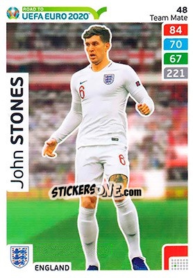 Sticker John Stones - Road to UEFA Euro 2020. Adrenalyn XL n. 48 - Panini