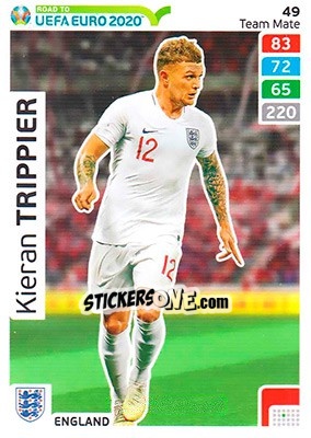 Sticker Kieran Trippier - Road to UEFA Euro 2020. Adrenalyn XL n. 49 - Panini