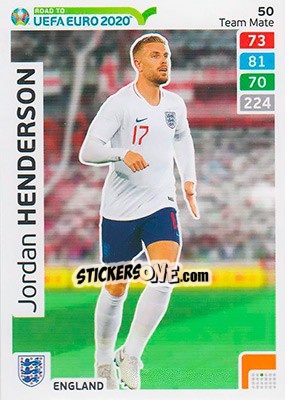 Sticker Jordan Henderson - Road to UEFA Euro 2020. Adrenalyn XL - Panini