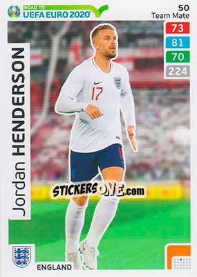 Sticker Jordan Henderson - Road to UEFA Euro 2020. Adrenalyn XL n. 50 - Panini