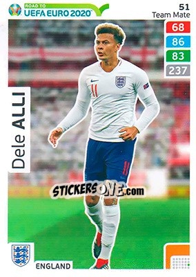 Sticker Dele Alli - Road to UEFA Euro 2020. Adrenalyn XL n. 51 - Panini