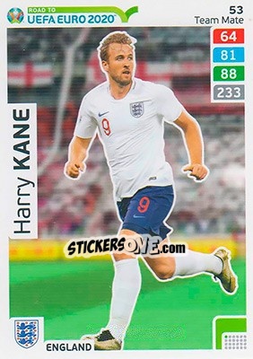 Sticker Harry Kane - Road to UEFA Euro 2020. Adrenalyn XL n. 53 - Panini