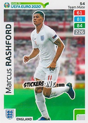 Sticker Marcus Rashford - Road to UEFA Euro 2020. Adrenalyn XL n. 54 - Panini