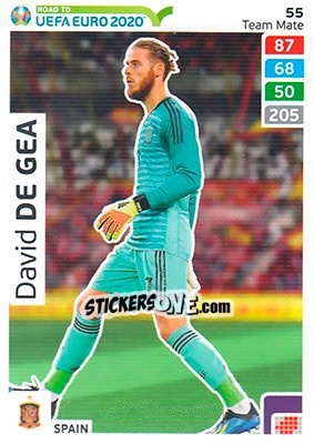 Sticker David de Gea - Road to UEFA Euro 2020. Adrenalyn XL n. 55 - Panini