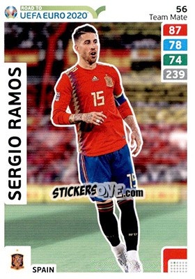 Sticker Sergio Ramos - Road to UEFA Euro 2020. Adrenalyn XL n. 56 - Panini