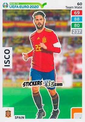 Sticker Isco - Road to UEFA Euro 2020. Adrenalyn XL n. 60 - Panini