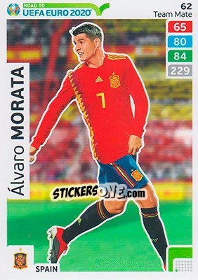 Sticker Alvaro Morata - Road to UEFA Euro 2020. Adrenalyn XL n. 62 - Panini
