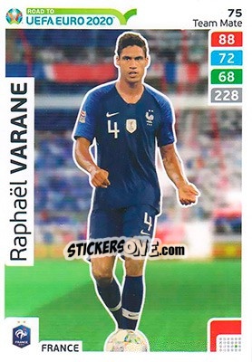 Figurina Raphaël Varane - Road to UEFA Euro 2020. Adrenalyn XL - Panini