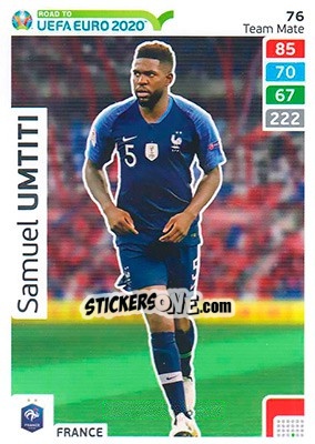 Sticker Samuel Umtiti - Road to UEFA Euro 2020. Adrenalyn XL n. 76 - Panini