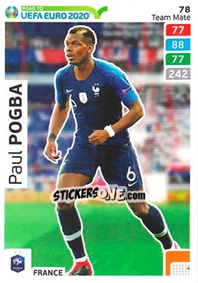 Sticker Paul Pogba - Road to UEFA Euro 2020. Adrenalyn XL n. 78 - Panini