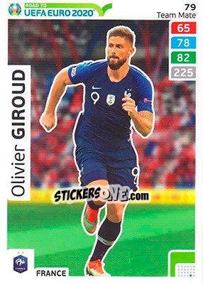 Sticker Olivier Giroud - Road to UEFA Euro 2020. Adrenalyn XL n. 79 - Panini