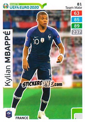Sticker Kylian Mbappé - Road to UEFA Euro 2020. Adrenalyn XL n. 81 - Panini
