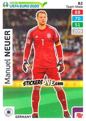 Sticker Manuel Neuer - Road to UEFA Euro 2020. Adrenalyn XL n. 82 - Panini