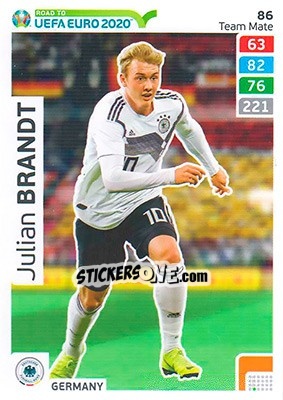 Sticker Julian Brandt - Road to UEFA Euro 2020. Adrenalyn XL n. 86 - Panini