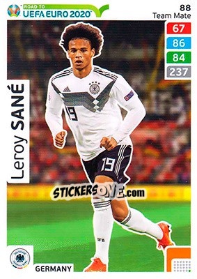 Sticker Leroy Sané - Road to UEFA Euro 2020. Adrenalyn XL n. 88 - Panini