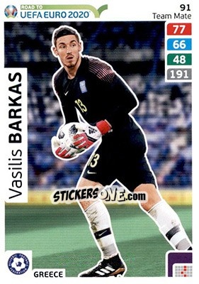 Sticker Vasilis Barkas - Road to UEFA Euro 2020. Adrenalyn XL n. 91 - Panini