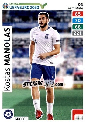 Sticker Kostas Manolas - Road to UEFA Euro 2020. Adrenalyn XL n. 93 - Panini
