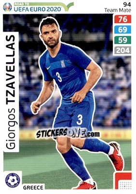 Cromo Giorgos Tzavellas - Road to UEFA Euro 2020. Adrenalyn XL n. 94 - Panini