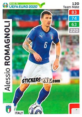 Sticker Alessio Romagnoli - Road to UEFA Euro 2020. Adrenalyn XL n. 120 - Panini