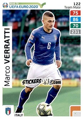 Sticker Marco Verratti - Road to UEFA Euro 2020. Adrenalyn XL n. 122 - Panini