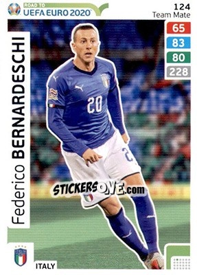 Figurina Federico Bernardeschi - Road to UEFA Euro 2020. Adrenalyn XL - Panini