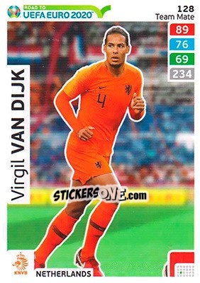 Sticker Virgil van Dijk - Road to UEFA Euro 2020. Adrenalyn XL n. 128 - Panini