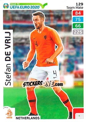 Sticker Stefan de Vrij - Road to UEFA Euro 2020. Adrenalyn XL n. 129 - Panini