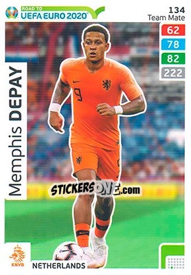 Sticker Memphis Depay - Road to UEFA Euro 2020. Adrenalyn XL n. 134 - Panini