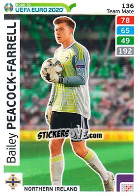 Sticker Bailey Peacock-Farrell - Road to UEFA Euro 2020. Adrenalyn XL n. 136 - Panini