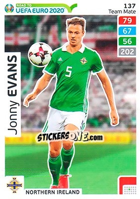 Sticker Jonny Evans - Road to UEFA Euro 2020. Adrenalyn XL n. 137 - Panini
