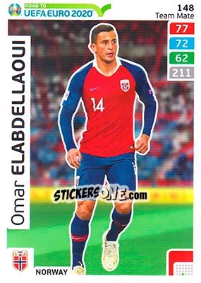 Figurina Omar Elabdellaoui - Road to UEFA Euro 2020. Adrenalyn XL - Panini