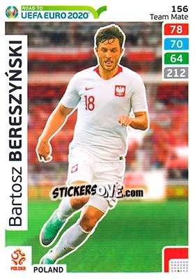 Sticker Bartosz Bereszyński - Road to UEFA Euro 2020. Adrenalyn XL n. 156 - Panini