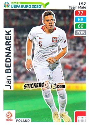 Sticker Jan Bednarek - Road to UEFA Euro 2020. Adrenalyn XL n. 157 - Panini