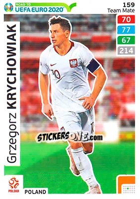 Sticker Grzegorz Krychowiak - Road to UEFA Euro 2020. Adrenalyn XL n. 159 - Panini