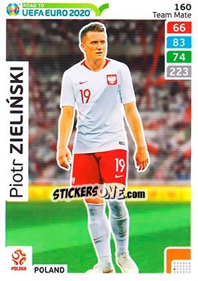 Sticker Piotr Zieliński - Road to UEFA Euro 2020. Adrenalyn XL n. 160 - Panini
