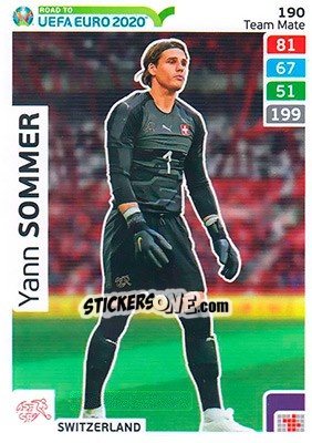 Sticker Yann Sommer - Road to UEFA Euro 2020. Adrenalyn XL n. 190 - Panini