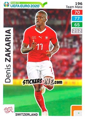 Sticker Denis Zakaria - Road to UEFA Euro 2020. Adrenalyn XL n. 196 - Panini
