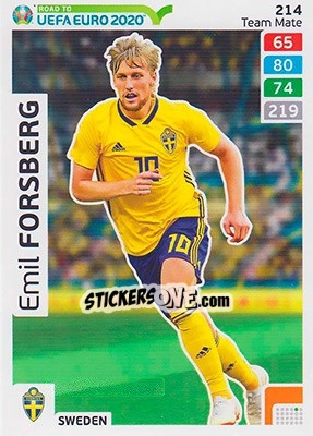 Sticker Emil Forsberg - Road to UEFA Euro 2020. Adrenalyn XL n. 214 - Panini