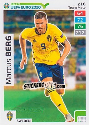 Sticker Marcus Berg - Road to UEFA Euro 2020. Adrenalyn XL n. 216 - Panini