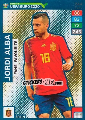 Sticker Jordi Alba - Road to UEFA Euro 2020. Adrenalyn XL n. 244 - Panini