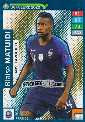 Sticker Blaise Matuidi - Road to UEFA Euro 2020. Adrenalyn XL n. 249 - Panini