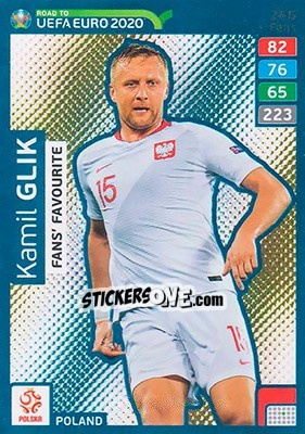 Sticker Kamil Glik - Road to UEFA Euro 2020. Adrenalyn XL n. 265 - Panini