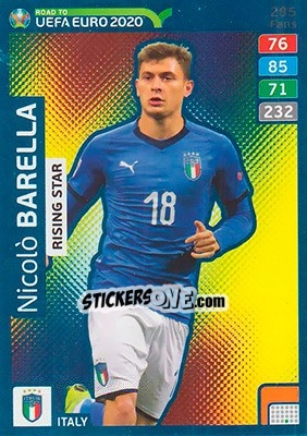 Sticker Nicolo Barella - Road to UEFA Euro 2020. Adrenalyn XL n. 285 - Panini