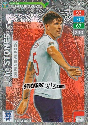 Sticker John Stones - Road to UEFA Euro 2020. Adrenalyn XL n. 307 - Panini